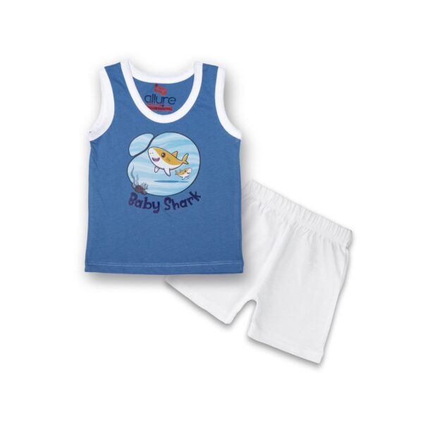 Allurepremium D Blue Baby Shark S-L White Shorts